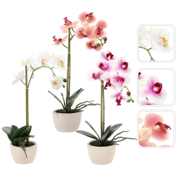 Mākslīgā orhideja podā, 3 krāsu mikss, 43 cm