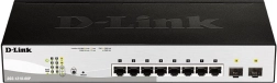 D-Link DGS–1210–08P gigabitu PoE viedais slēdzis 8× RJ–45 un 2× SFP