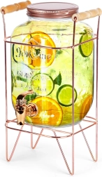 Stikla dzērienu dozators ar krāniņu un statīvu 4,2 l – Ar zelta statīvu