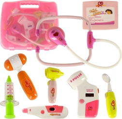 Ārsta komplekts koferītī ar efektiem, rozā