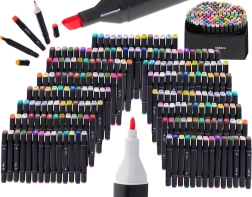 Divpusēji spirta marķieri somiņā, 168 krāsas