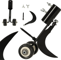 Spraugu ravēšanas rīks ar āķi un dzeloni uz ritenīšiem