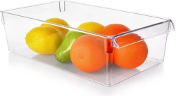 Ledusskapja organizators 36 × 20,5 × 10 cm – caurspīdīga uzglabāšanas kaste ar rokturi