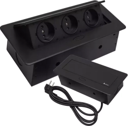 Iebūvējama trīskāršā galda rozete IZOXIS, melna