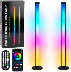 Viedās RGB LED grīdas lampas ar vadību lietotnē un tālvadības pulti, 125 cm, 2 gab.