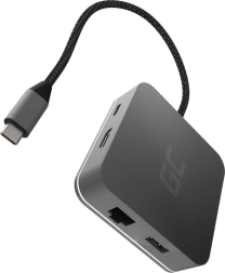 USB‑C centrmezgls GREEN CELL 6 in 1 ar HDMI, RJ45 un USB‑C PD barošanu