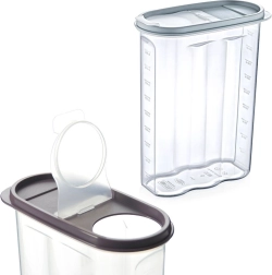 Plastmasas trauks beramajiem produktiem ar dozatoru un mērskalu 2,4 l