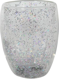 Double-Walled Glass 350 ml with Silver Confetti