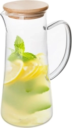 Stikla krūka ar bambusa vāku 1,35 l