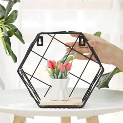Hexagonal decorative shelf, LOFT style - Black II