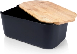 Maizes kaste ar bambusa vāku un dēlīti, melna 33 × 18,5 × 12 cm