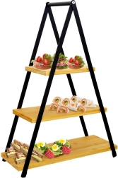 Trīsstāvu bambusa servēšanas statīvs 38 × 16,5 × 53 cm