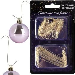 Zelta āķīši Ziemassvētku rotājumiem 4 un 6 cm, 150 gab.