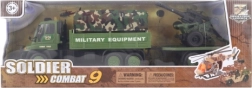 Militārā automašīna ar piekabi un ložmetēju