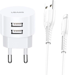 USAMS T20 tīkla lādētājs ar 2x USB 2,1A Lightning