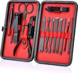 Manikīra komplekts ar 16 daļām nagu un kutikulas kopšanai