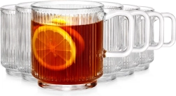 Krūzes ar rokturi 350 ml, komplekts 6 gab., rievots stikls Vilde