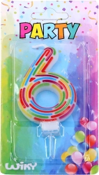 Ballītes kūkas svece skaitlis 6 – svītriņas