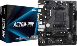 ASRock A520M-HDV microATX mātesplate AM4 ar HDMI/DVI/VGA un M.2