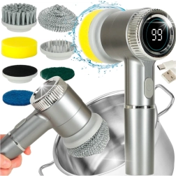 Elektriskā tīrīšanas birste 5-in-1 ar LED displeju vannas istabai, šuvēm un grīdām