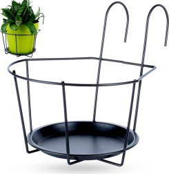 Metāla balkona puķupoda turētājs, melns