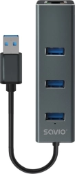 Savio USB-A 3.1 Gen 1 hub with 3 ports and RJ-45 gigabit ethernet adapter
