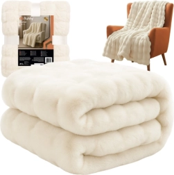 Mīksts balts pleds 160 × 100 cm RUHHY