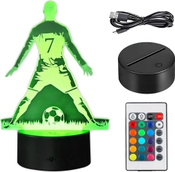 LED naktslampiņa ar futbolistu un 3D efektu