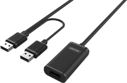 Aktīvais USB 2.0 pagarinātājkabelis 20 m UNITEK Y-279 melns