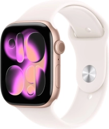 Apple Watch Series 11 GPS 42 mm rozā zelta alumīnijs ar sporta siksniņu gaiši rozā S/M