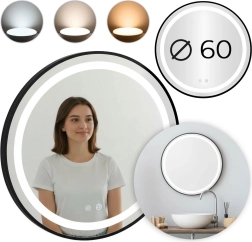Apaļš LED vannas istabas spogulis 60 cm ar skārienvadību un aptumšošanu MODERNHOME