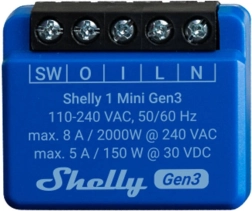 Shelly 1 Mini Gen3 vadītājs ar Wi‑Fi un Bluetooth