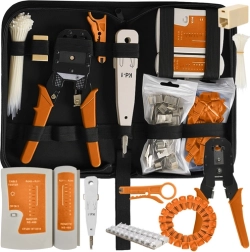 RJ45 un RJ11 kabeļu testers, tīkla instrumentu komplekts ar noņemēju un krimpētāju, 145 gab. BIGSTREN