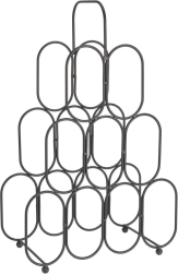 Metal wine rack, black, 9 bottles, 36 × 56 cm