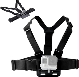 Krūškurvja stiprinājums darbības kamerai ar turētāju telefonam