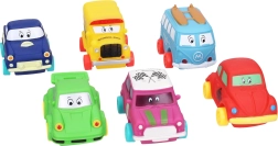 Mīksta plastmasas mašīnīte 9 cm ar brīvi ripojošiem riteņiem