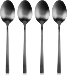 Black stainless steel teaspoons, 4 pcs