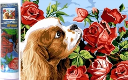 Dimanta gleznošana – kavalieris King Charles spaniels 30 × 40 cm