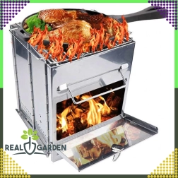 Saliekama raķešu kempinga krāsniņa ar grilu