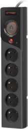 ARMAC Z5 surge-protected power strip, 5 outlets, 5 m cable, 10 A, black