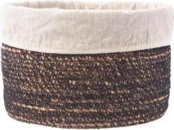 Handwoven storage basket with removable fabric liner 20 × 13 cm