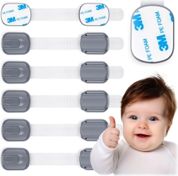 Bērnu drošības slēdzenes skapīšiem RICOKIDS, 6 gab., pelēkas