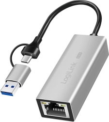 Adapteris USB‑A/USB‑C uz 2,5G Ethernet, pelēks