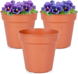 Plastmasas dārza puķupods apaļš 15 cm, komplekts 3 gab.
