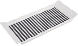 Rectangular serving tray 29.5 × 13 cm with black-and-white stripes
