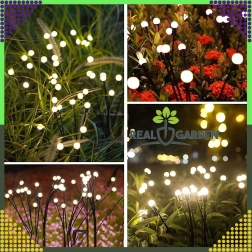 Solar garden stake lights, globe, 6 LED, dusk sensor, 2 pcs