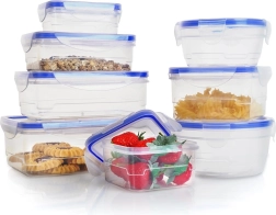 Plastmasas pārtikas trauku komplekts ar vāku un blīvējumu, 8 gab.