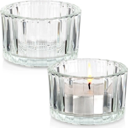 Glass tealight holders 5.7 cm, set of 2