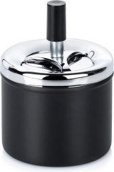 Metāla noslēdzama griežama pelnutrauka, melna 9,5 × 13 cm