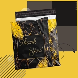 Folijas pasta kurjeru aploksnes 255 × 370 mm, melnas ar uzrakstu Thank You, 50 gab.